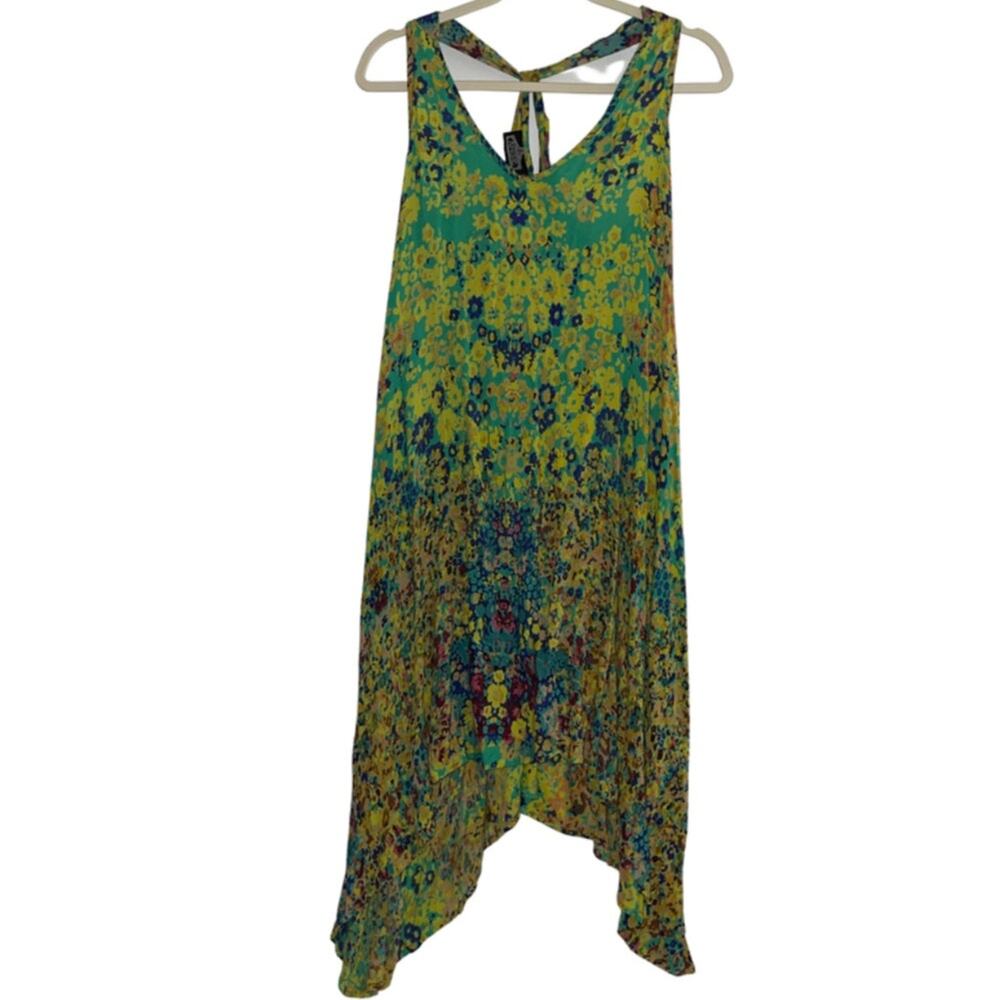 ANGIE Green Multi Floral Design Sleeveless Dress Small